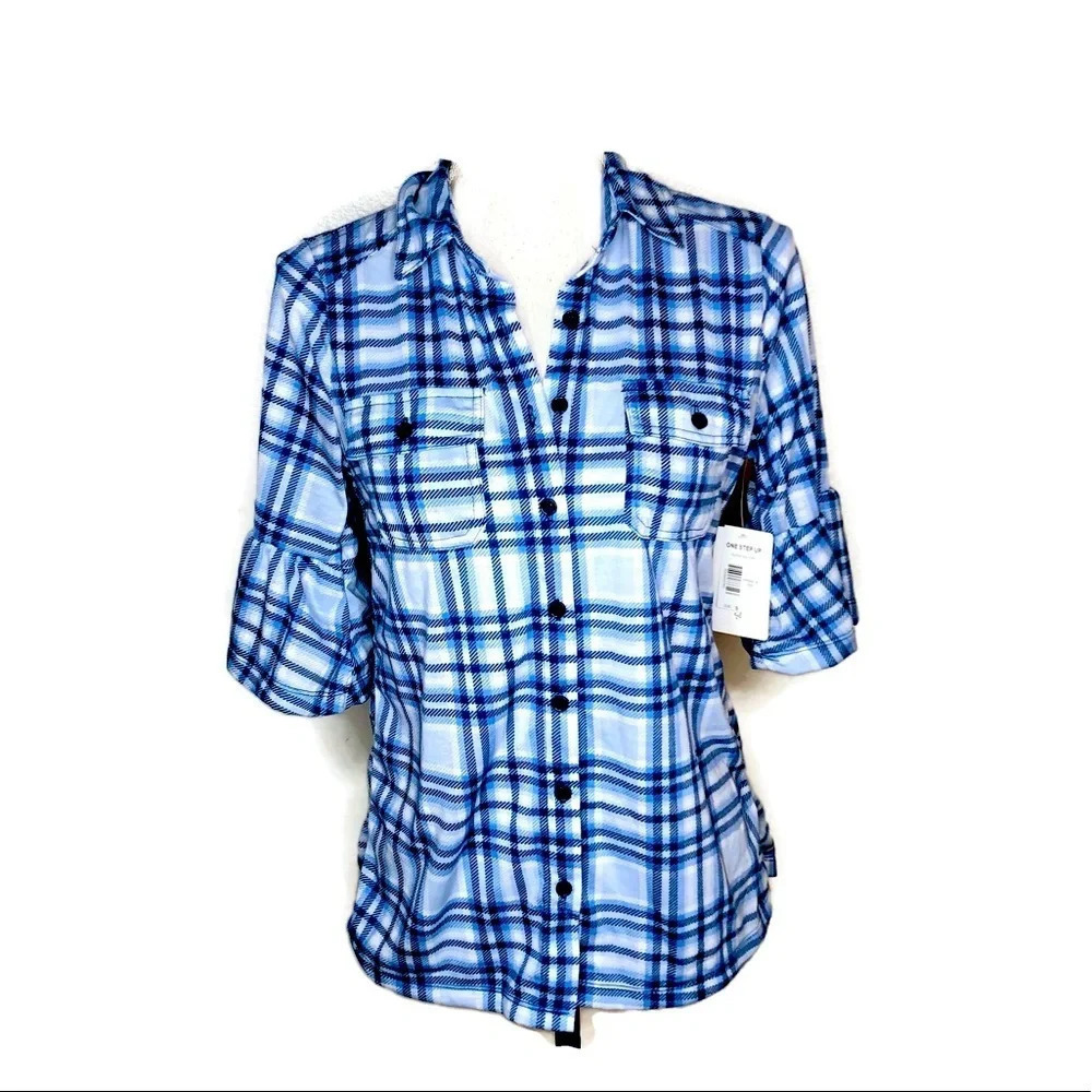 New York Laundry women’s plaid shirt.  Blue size S